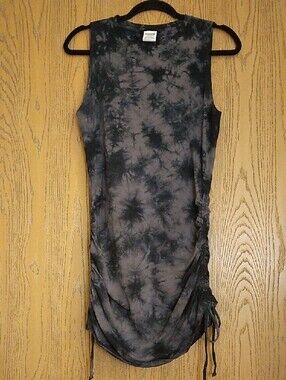 PINK Victoria's Secret Sleeveless Tie-Dye Ruched Side Dress Black and Gray